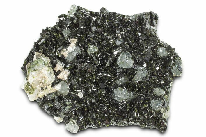 Sparkling Dark Green Epidote Crystals with Quartz - Turkey #325083